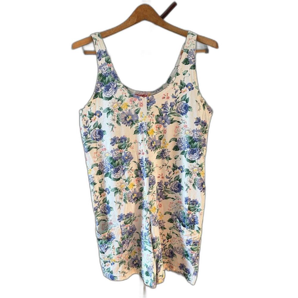 Vintage Energie Floral Scoop Neck Tank Top Romper